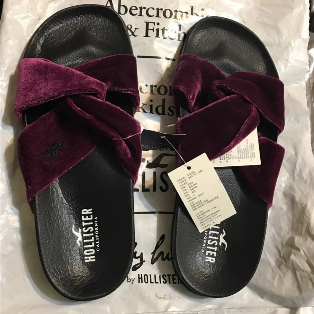 Hollister velvet slides